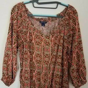 Bandalino Women's Peasant Blouse Gathered Waist M